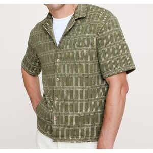 Banana Republic Relaxed Fit Jacquard Resort Shirt‎ Mens Medium Moss Green Knit